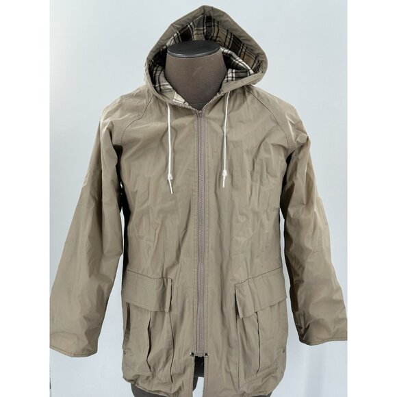 Misty Harbor Men's Any Weather Slicker Jacket Hood Flannel Lined Pockets Small - Picture 1 of 14